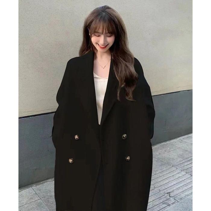 "2024 New High-End Hepburn-Style Apricot Woolen Coat for Women – Autumn/Winter Korean Fashion"