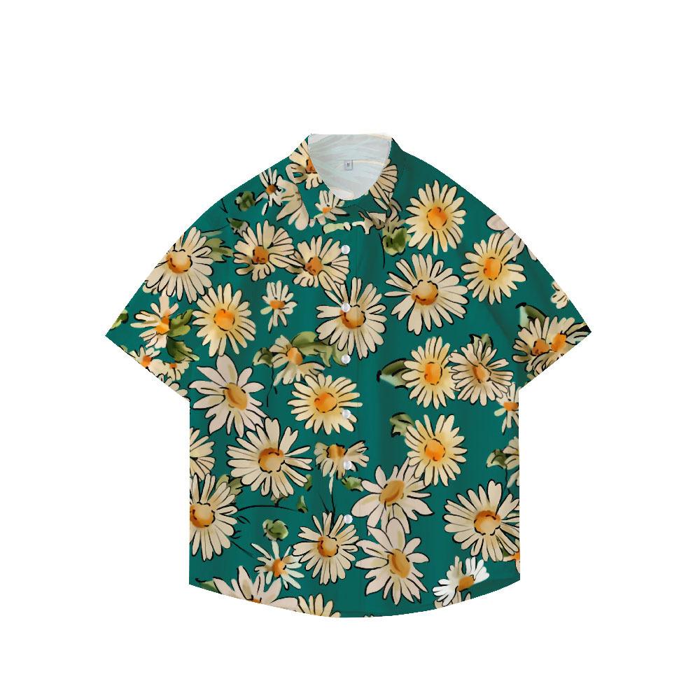 Summer 3D Printed Short Sleeve Flower Shirt Men'S Vintage Hawaiian Beach Casual Loose Men'S Large Size Shirt