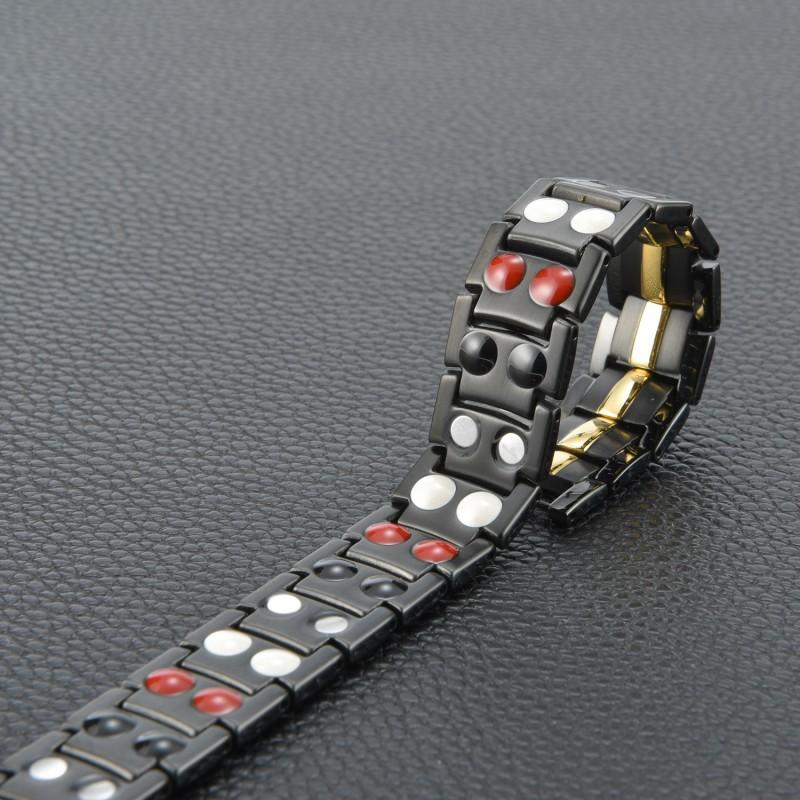 Stainless Steel Magnetic Double-Row Mens Bracelet Geometric Design Gift Office Professionals