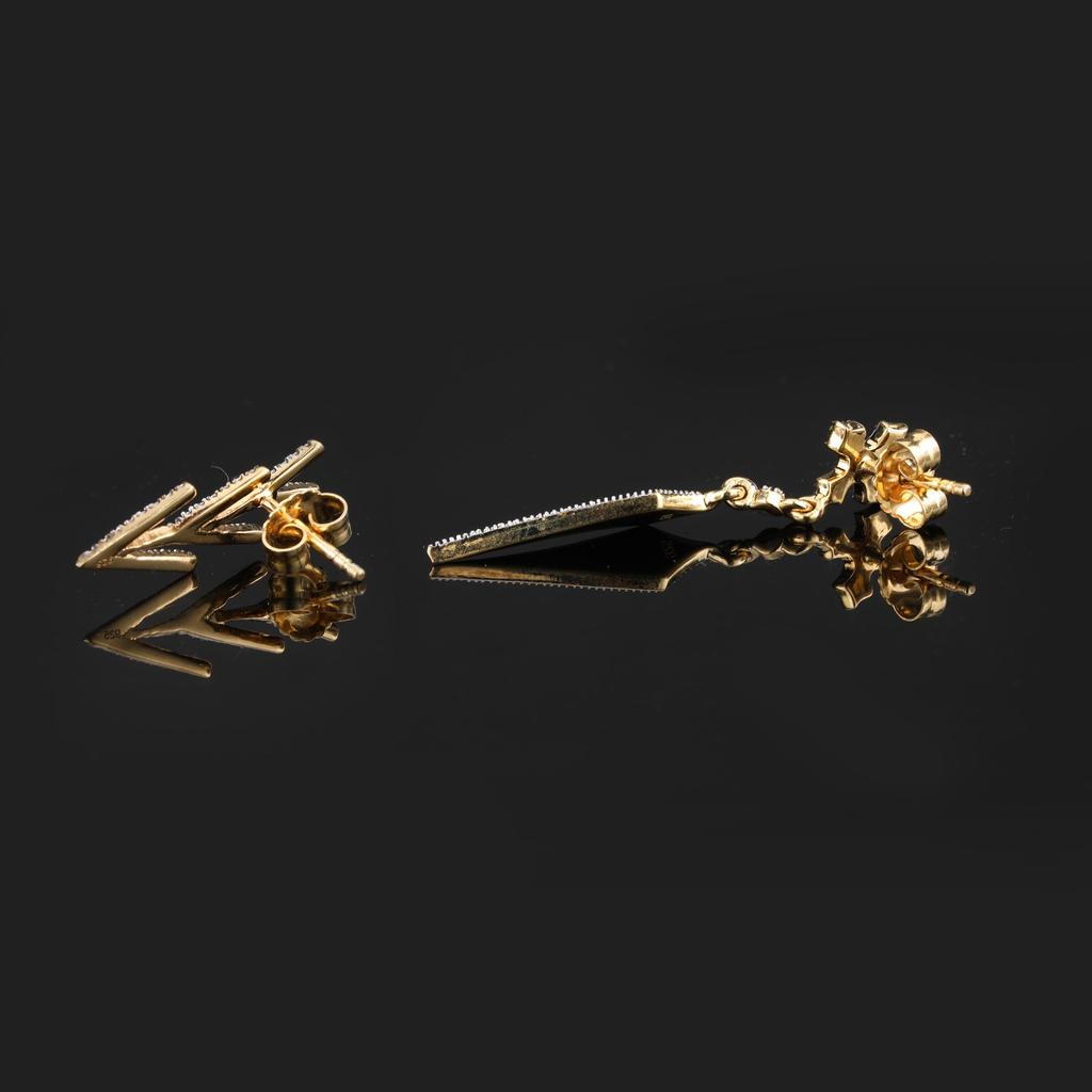 White Cubic Zirconia Earrings 925 Silver Yellow Gold Plated Studs