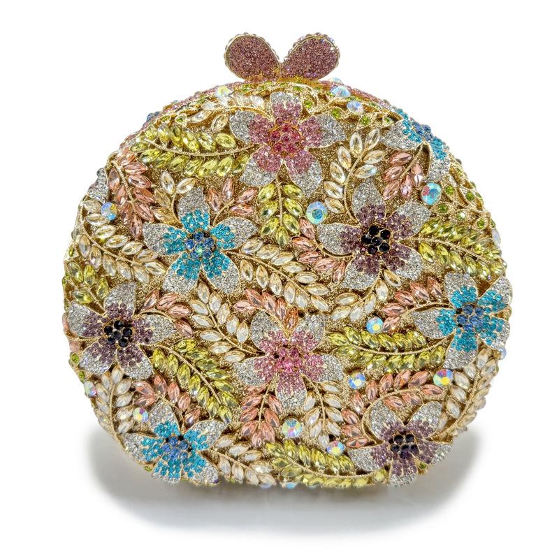 2025neue Clutch Tasche runde Blume Punkt Diamant Abendtasche Metall Diamant Tasche Handtasche