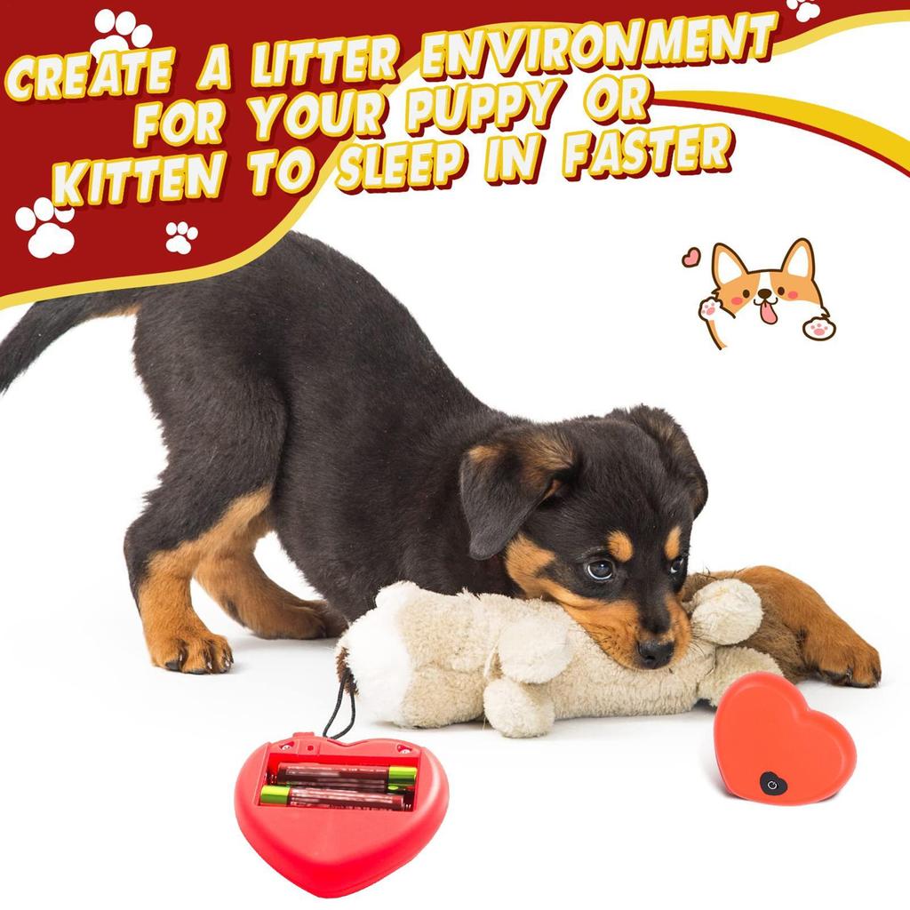 Heartbeat Simulator Soothing Heartbeat Puppy Toy Realistic Portable Dog Heartbeat Toy Calming Puppy Toys for Cat, Kitten, Dog