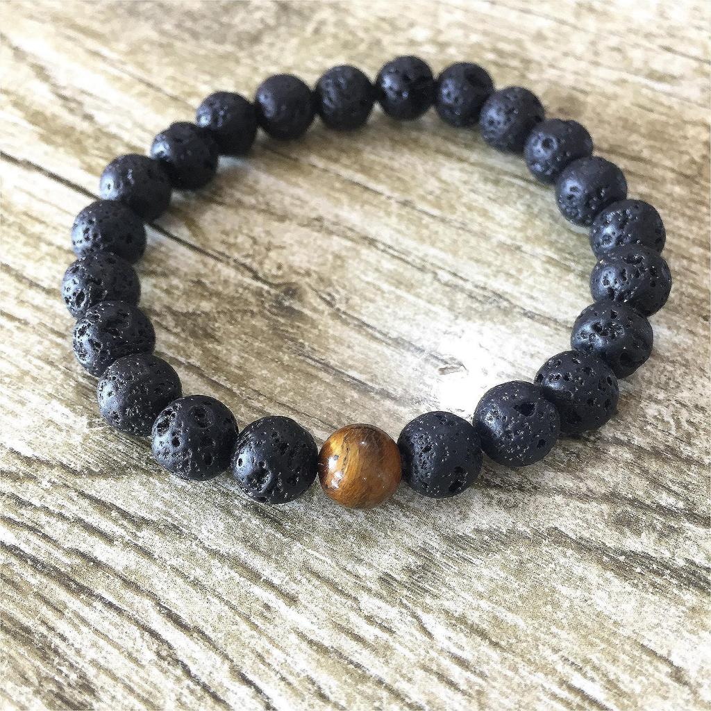 Colorful Agate & Lava Stone Buddhist Prayer Beads Bracelet, 8mm Natural Energy Stones
