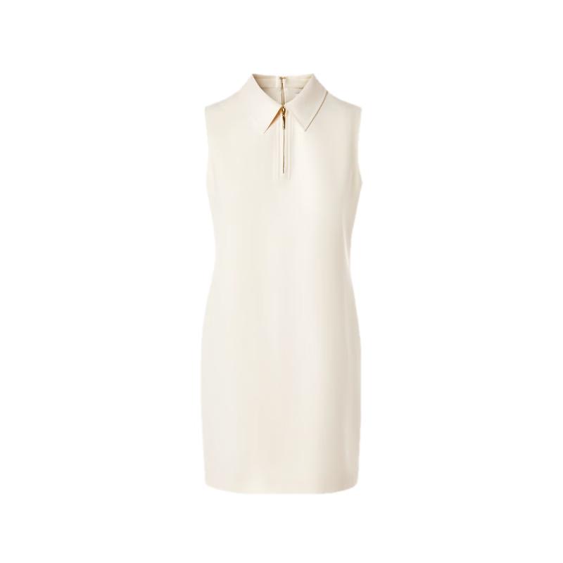 LANCY Triacetate Shirt Collar Half-Placket Dress S