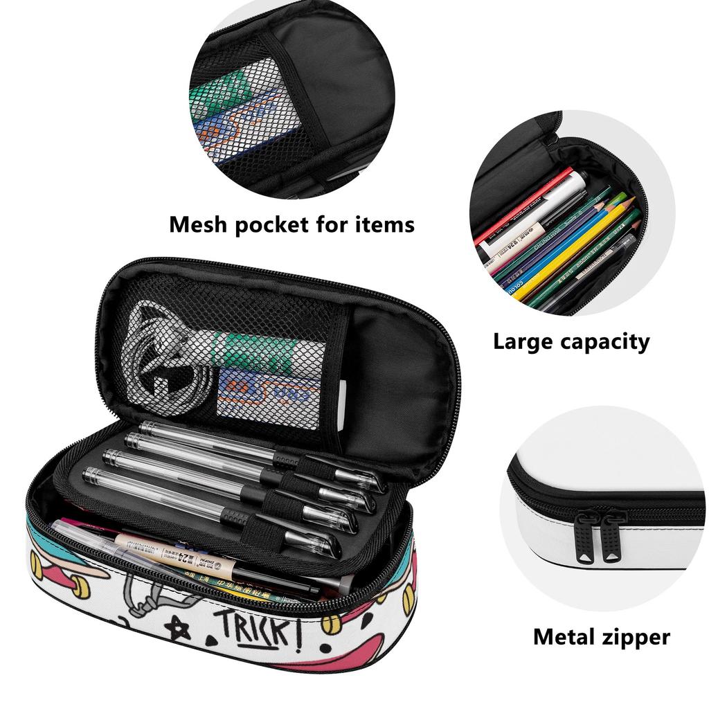 Pencil Bag 300D Polyester High Capacity Secure Zipper with Pen Slot Board Mesh Pocket and Large Storage Section for Everyday Study