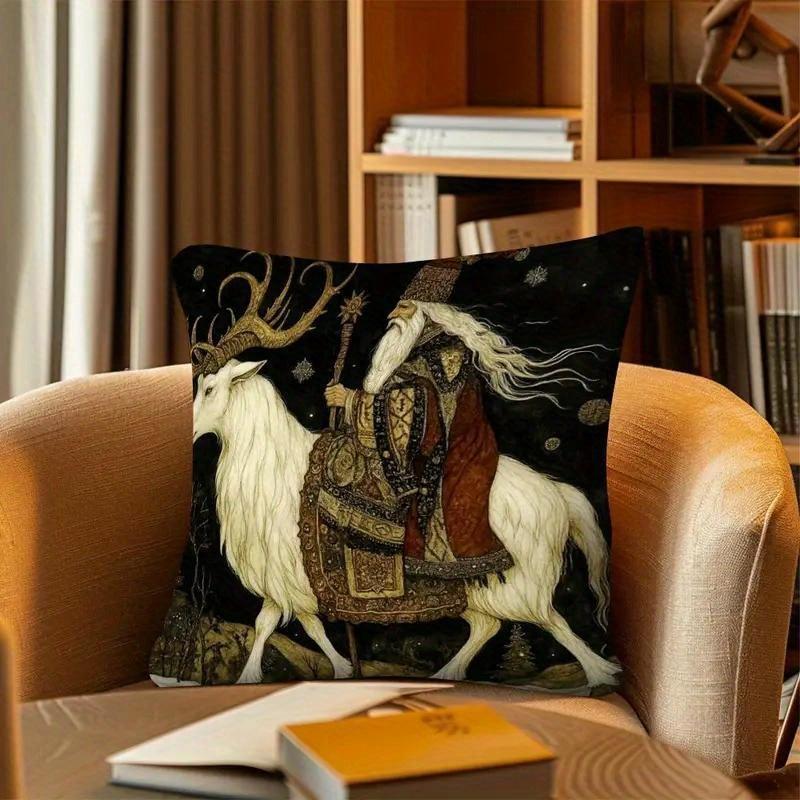 Vikama Fashionable Goat-Print Pillowcase, Rustic-Style Polyester Square Cushion Cover, Suitable For A Variety Of Rooms