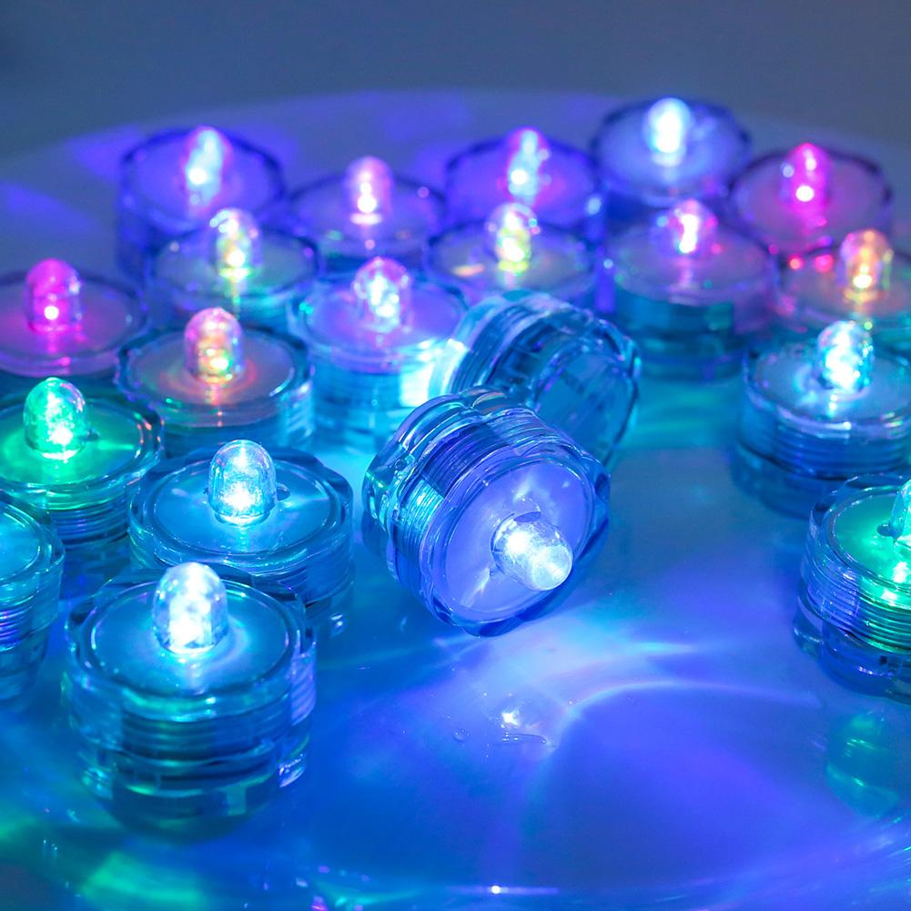 12Pcs Submersible Waterproof LED Tea Light Pond Underwater Tealights Battery Operated Flameless Electric Candles Vase Pond Decor