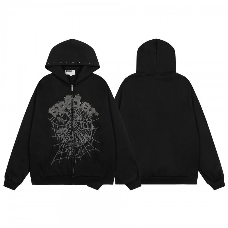 Mens Spider Web Graphic Hoodie High Street Loose Fit Long Sleeve Pullover Teens