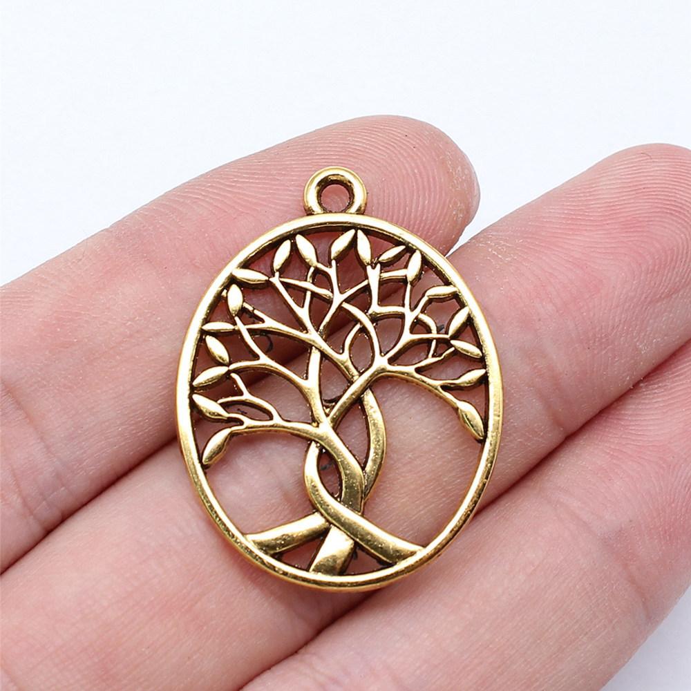 Charms Round Tree Of Life Pendants Vintage Jewelry Supplies QC109