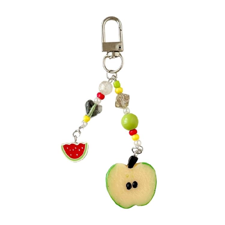 

Lovely Fruit Themed Resin Keychain Portable Waterproof Designs Versatile for Travel Hiking Daily Carry зелений