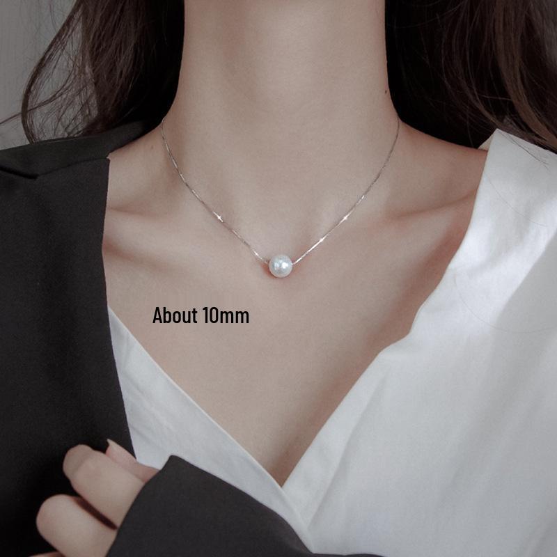 925 Sterling Silver Pearl Necklace - Gradient Clavicle Chain for Women, Autumn/Winter Fashion, Light Luxury High-End Sweater Accessory