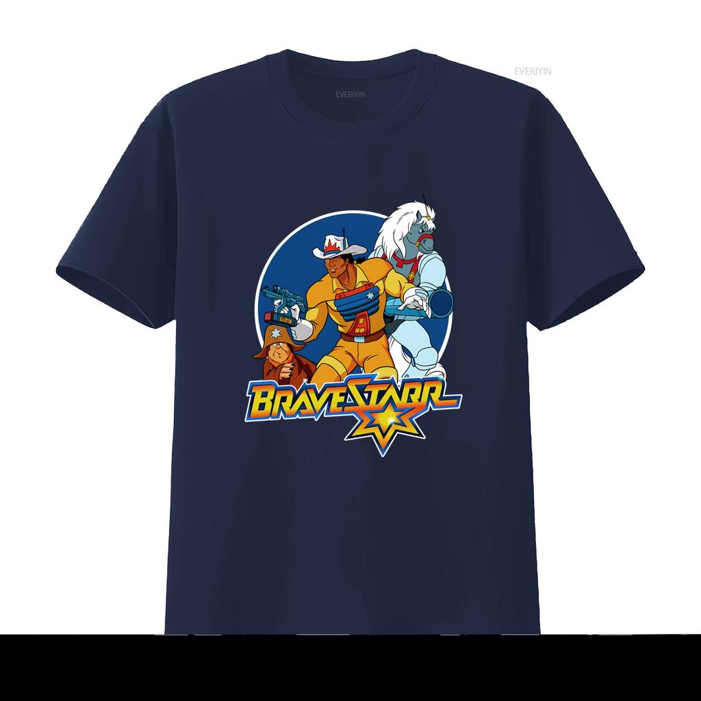 Vintage BraveStarr Cartoon Print Mens T Shirt S 5XL Long or s Retro Western Sci Fi Design vintage Washed Slightly graphic