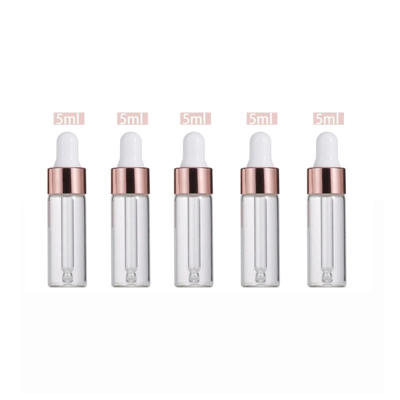 5 pezzi 1ml 2ml 3ml 5ml Flaconcini Contagocce in Vetro Trasparente Mini Piccoli con Contagocce a Occhio in Vetro per Oli Essenziali Campioni Viaggio