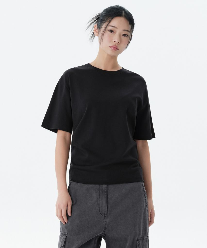 MUSINSA STANDARD WOMAN Women'S Relaxed Fit Crew Neck T-Shirt [Black]