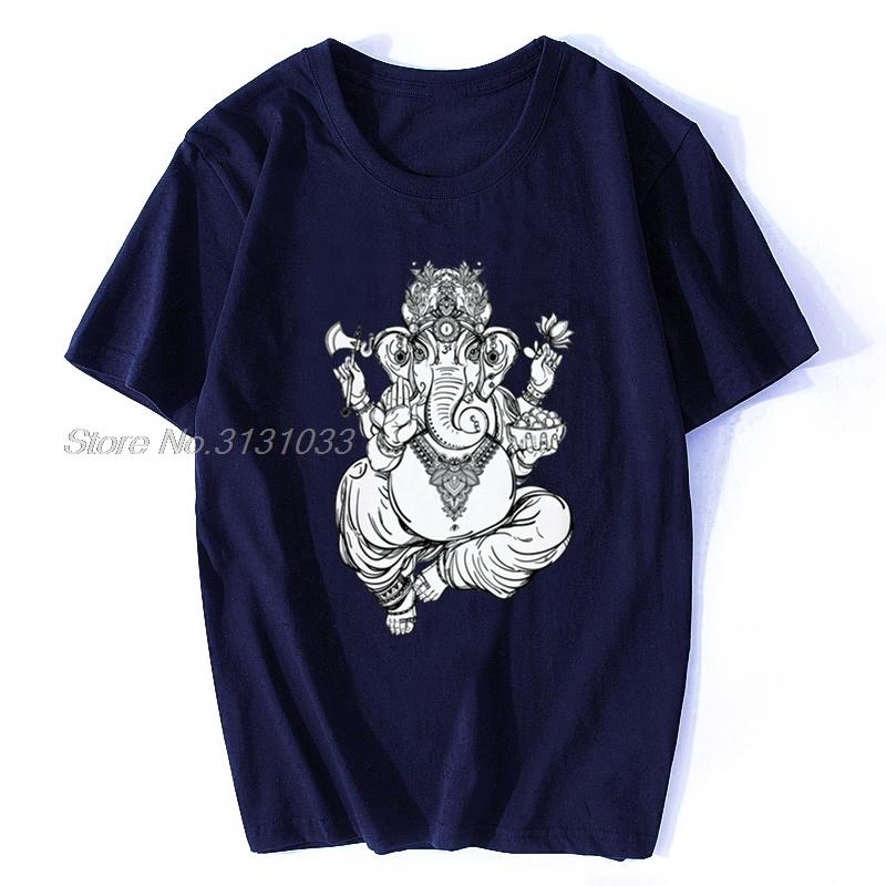 Ganesha Tshirt Elephant God T Shirt Unisex Black White Tshirt Simple Casual Birthday Gift Cotton Tops Tee Harajuku Streetwear