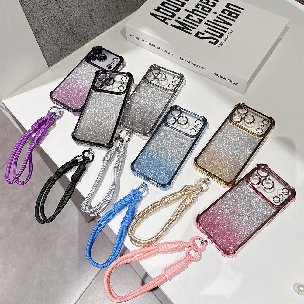 Luxury Plating Phone Case For Xiaomi 15T 15 14 13 Poco M7 F7 F4 F5 X7 X6 X5 Pro Ultra 4G 5G Anti Fall Airbag With lanyard