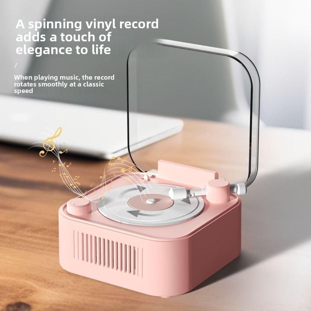 Stereo Sound Vintage Vinyl Record Speaker Bluetooth 5.0 Desktop Alarm Clock Speaker  Home Decor