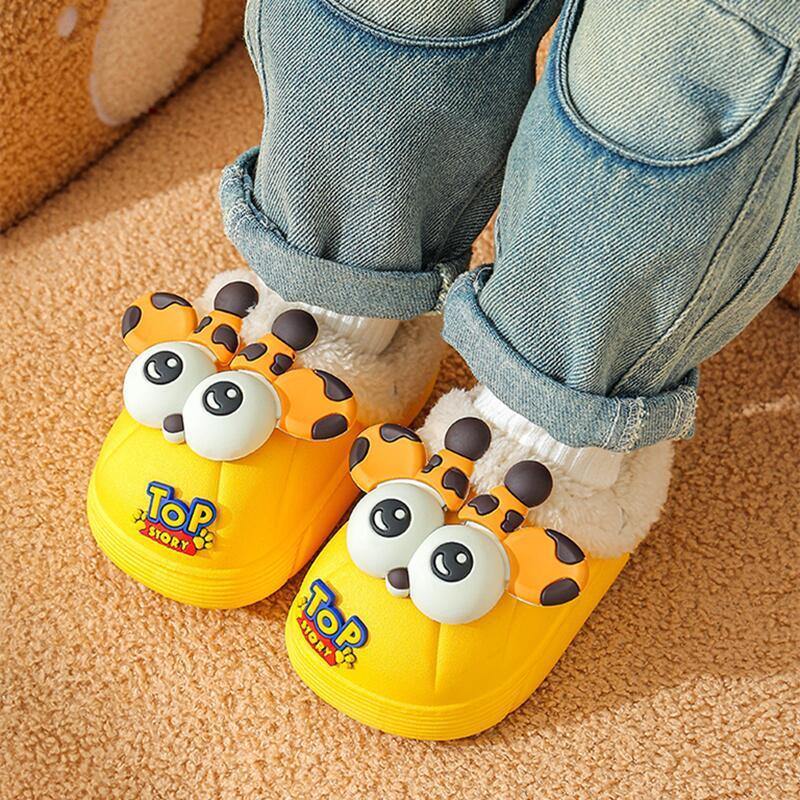 Historically Low Price New Children's Cotton Slippers Boys Indoor Waterproof Non-Slip Fleece-Lined Warm Furry Slippers Winter