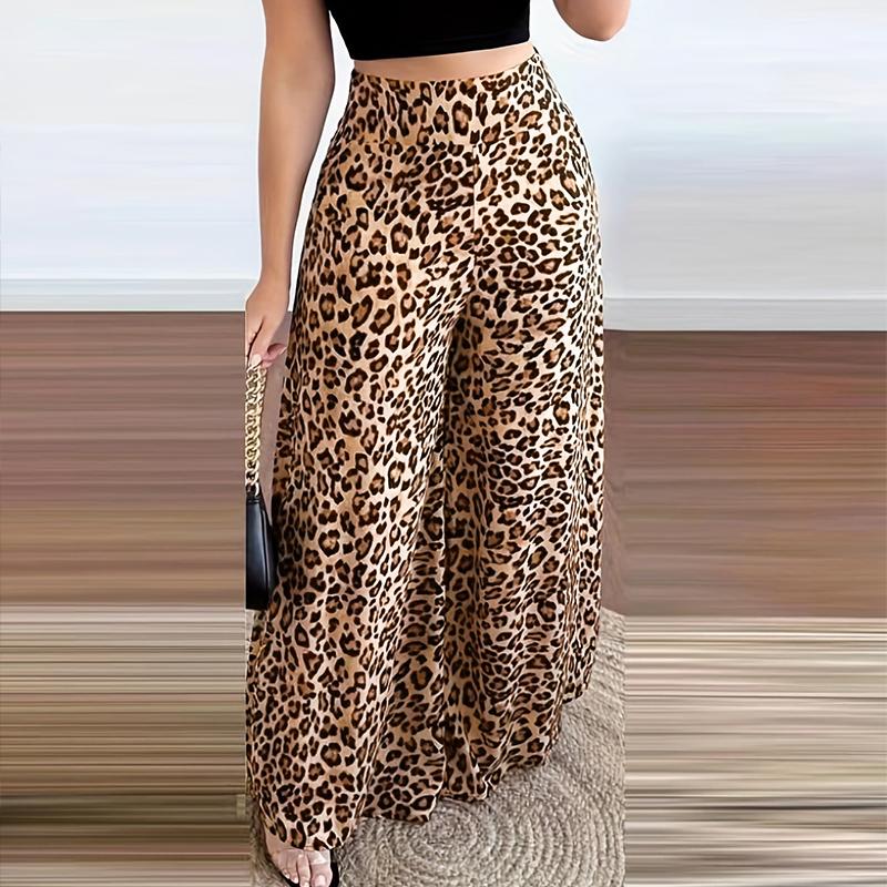 

Женские свободные повседневные брюки с леопардовым принтом ZANZEA с эластичной талией сзади L хаки