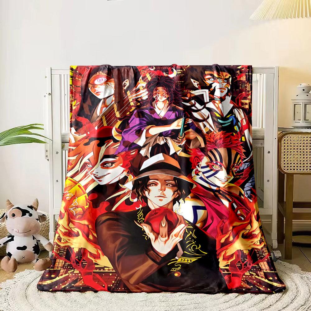 

Vibrant anime-style characters with flames and dramatic cityscape effects. for all seasons blanket lunch break throw gift 80cm x 120cm
