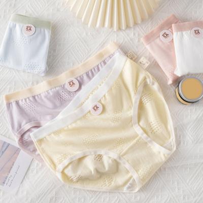 High School Student Panties Seamless Mid Waist High Elasticity Hollow Out