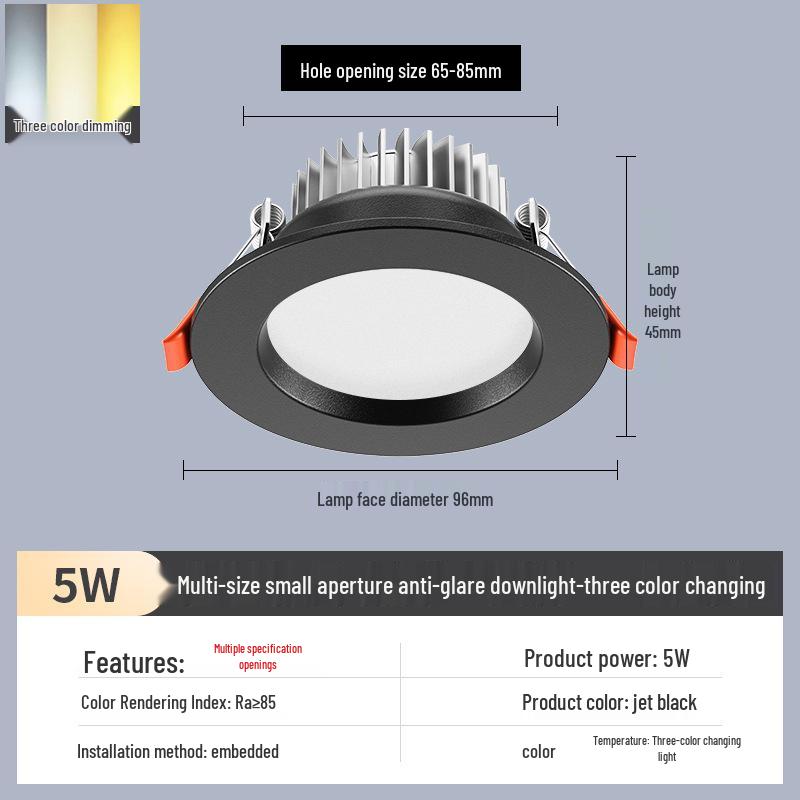 2-Inch Recessed Spotlight: Small Downlight for Ceiling In Living Room, Bullseye Hole Design, Opening Size 55.5cm X 606.5cm
