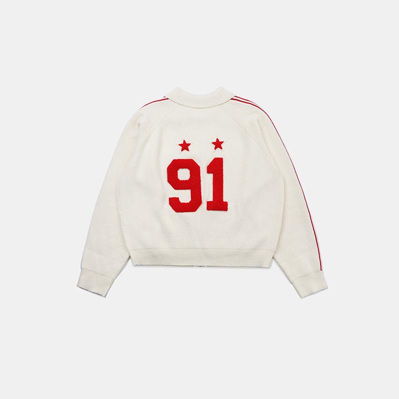 Korean Badblood BCAC Series Women's American Retro Red Knit Cardigan Sweater