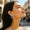 1 Pair Exaggerated Stud Earrings for Women, Sunflower Shape Zinc Alloy Ear Studs, Retro Style Lightweight Earrings for Jewelry
