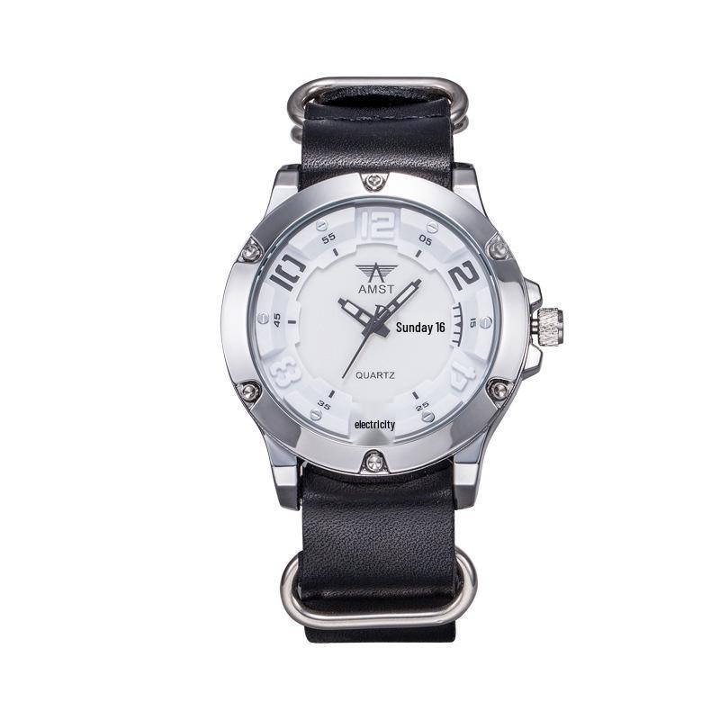 AMST Aimeishi Relógio de Quartzo Esportivo à Prova d'Água Fashion com Mostrador Grande Retrô e Calendário