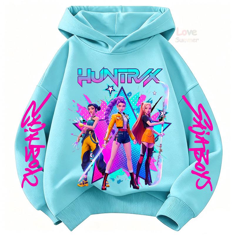 Huntrx KPop Devil Hunter Girls Group Cartoon Children hoodie girls teen Spring Autumn New Style 4 to14 y