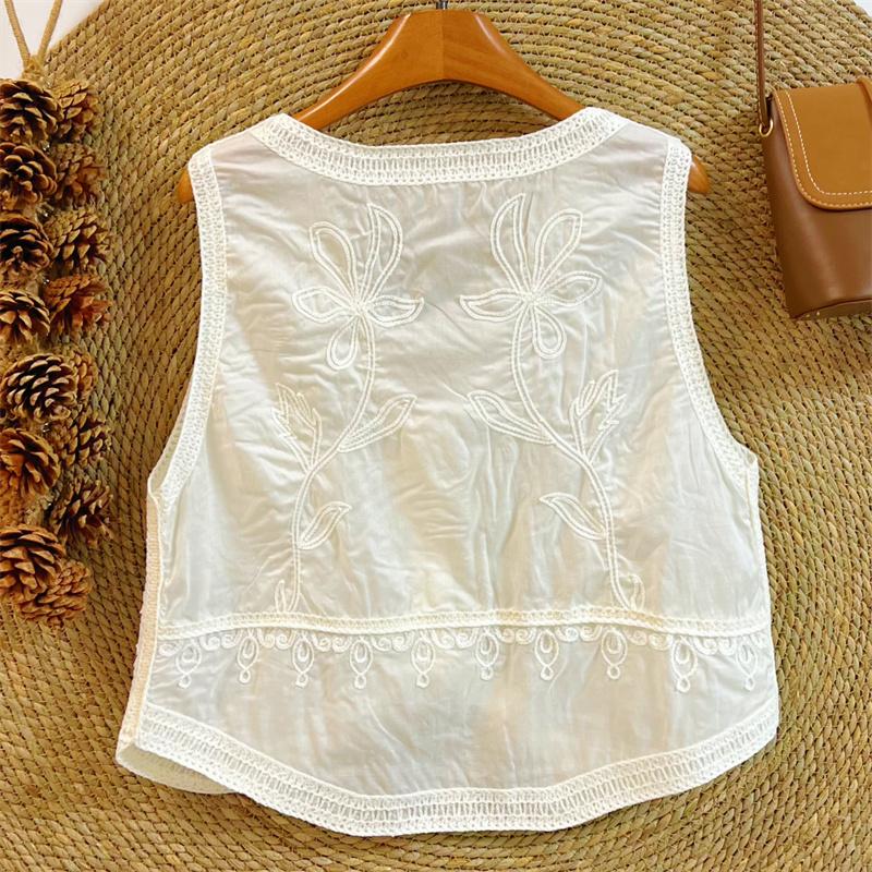 DIMANAF 2025 Nový kardigan Dámský Plus size Krajka Letní styl Základní vesta Bílé topy Trička Volné oblečení