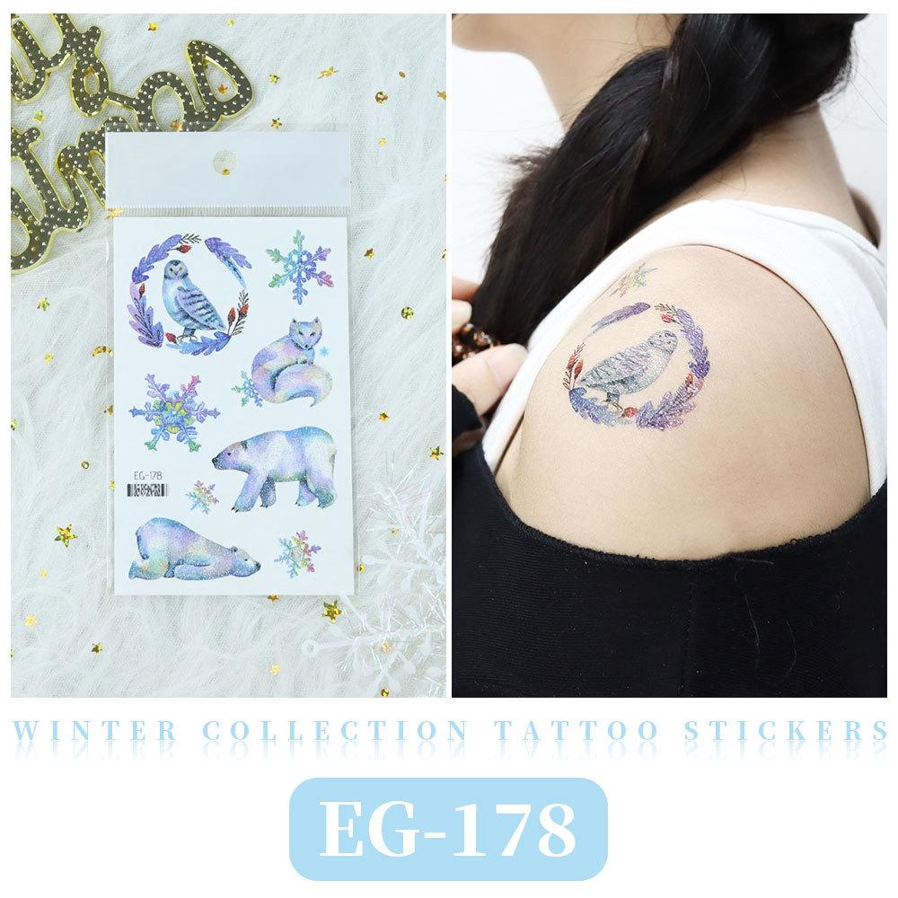 2023 Ruikalong Glitter Snowflake Cute Cartoon Waterproof Winter Tattoo Stickers for Kids 75x120mm