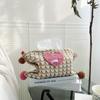 1pcs Heart Pattern Knitted Tissue Box Tissue Storage Bag for Bedroom Living Room & Desktop Decor Toilet Paper Organizer