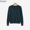 ZANZEA Autumn Spring Women V Neck Long Sleeve Stretch Casual Knitwear Sweater Undershirts