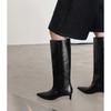 Autumn Women Boots Split Leather Women Shoes Pointed Toe Chunky Heel Slip-On Knee High Boots Western Modern Ladies Boots