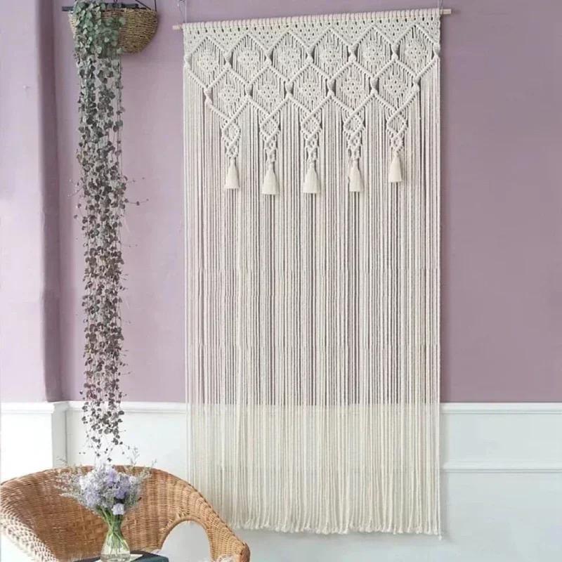 

Ручні ткані килимові штори для дому, настінна прикраса з китицями, перегородка для входу в кімнату, фонові дверні штори W 30 x H 100 cm