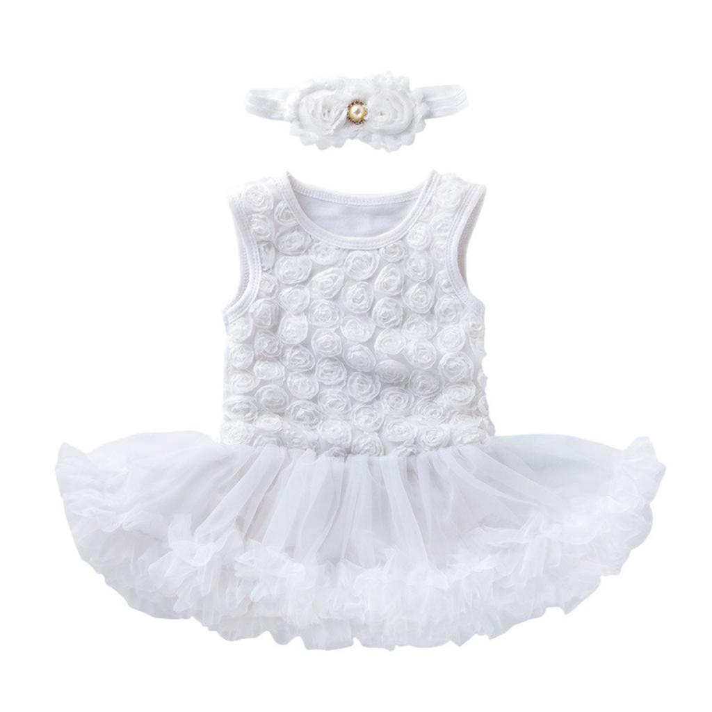 Summer Children Rose Sleeveless Princess Girl Solid Color Cute Princess Dress