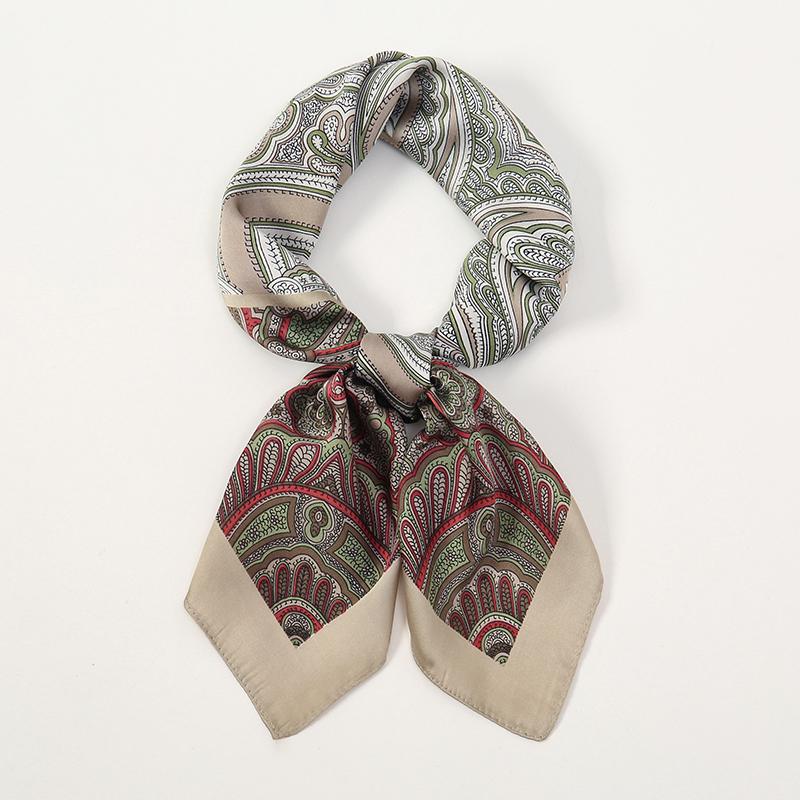 Luxury Flower Design Women Hjiab Satin Silk Square Scarf Shawls Neckerchief Smooth Scarves Summer Bandana Wrap Foulard