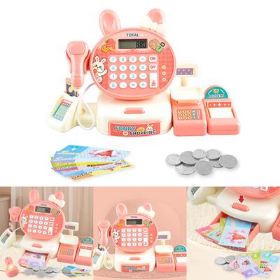 Kids Cash Register Pretend Play Toy Playhouse Roleplay Toy Realistic Checkout Counter Education Toy for Children 4 5 6