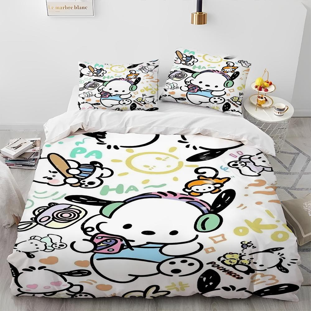 Sanrio Cute Pochacco Bedding Sets Comforter Cover Bed Cover Duvet Cover Pillow Case 2-3 Pieces Sets Room Home Decoration