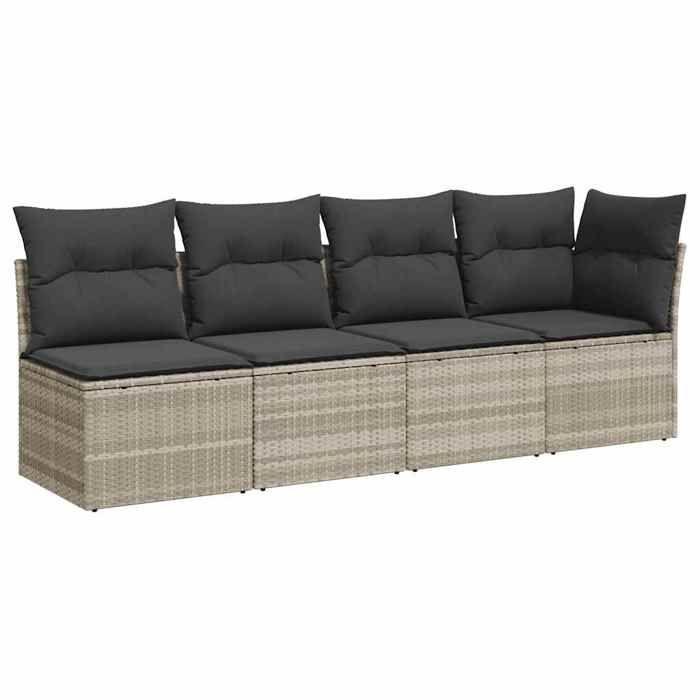 VidaXL Canapé de Jardin et Coussins 4 Places, Siège avec Housse, Meuble de Terrasse Patio Balcon Extérieur, Gris Clair 366177