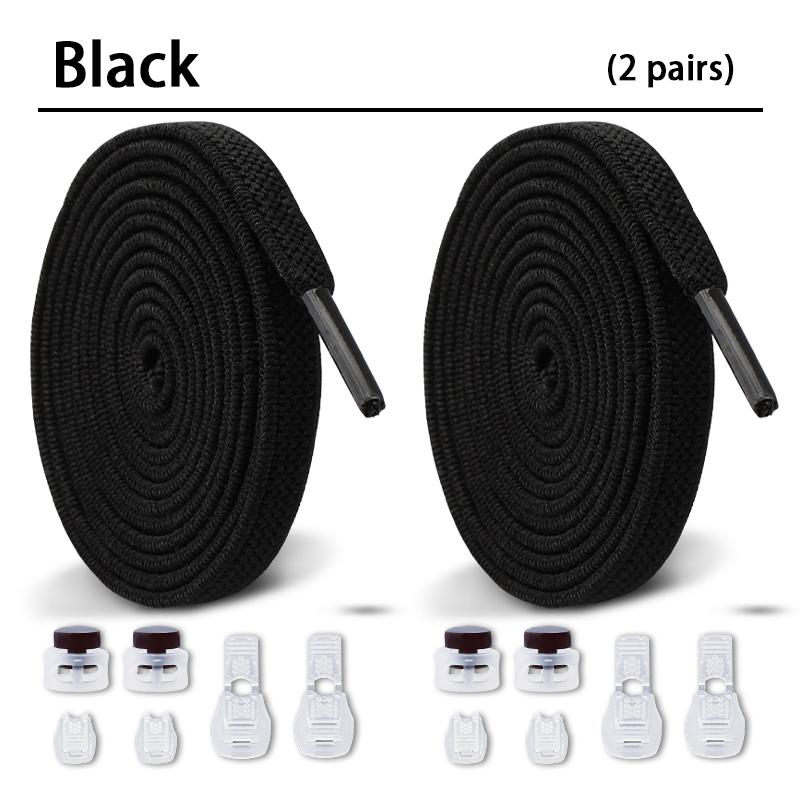 1Pair/2Pair NEW Elastic Shoe Laces Flat Shoelaces Without Ties Kids Round Snap Lock  Adult Quick Shoelace Shoe Accessories