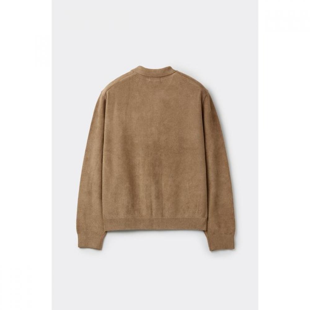Customellow Brown Chenille Collar Cardigan Off Season Cwwaw25712brx