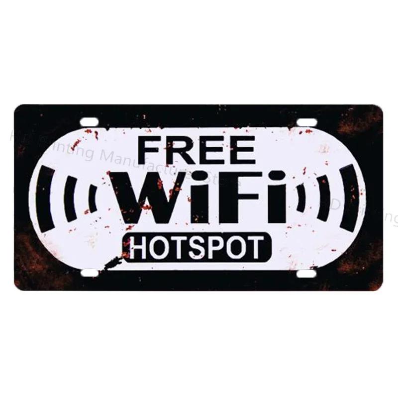 DORA Tin Sign OPENCLOSED Free WIFI License Plate Store Wall Decor Restrooms Tin Sign Vintage No Smoking WC Metal Sign Painting Plaques Poster
