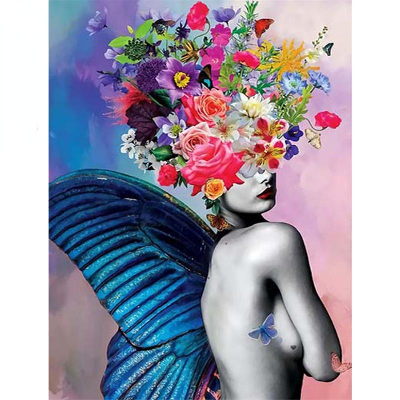 5D DIY Diamond Painting Purple Scenery Girl Art Diamond Embroidery Cross Stitch Kit Full Rhinestone Mosaic Home Decor