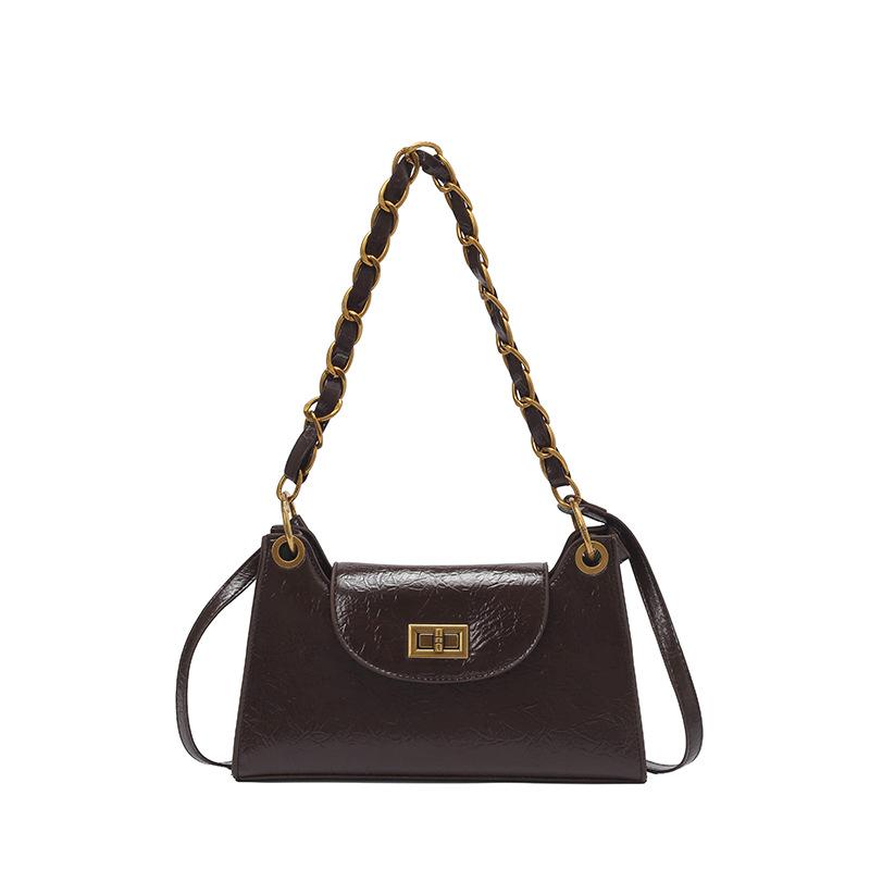 

Fashionable Niche Square Bag with A Soft and Casual Feel, An Underarm Bag with A Chain Strap, A Crossbody Bag кавовий