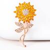 Glittering Rhinestones Floral Pin Comfortable Alloy Clasp Lapel Badge For Accessorizing Fashionable Outfit Enhancer