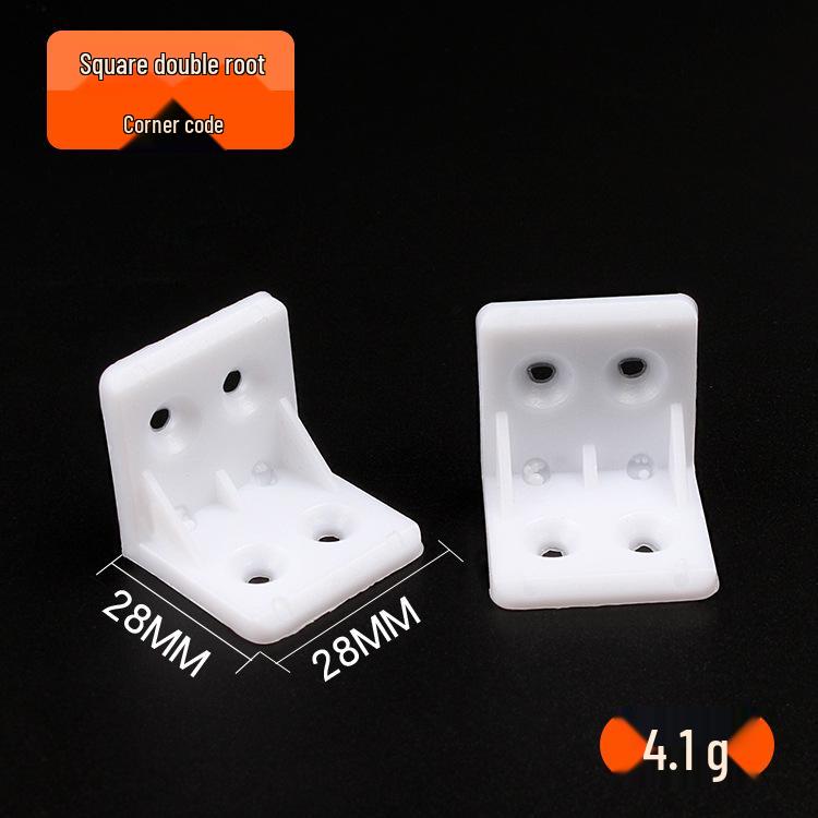 Thickened White Nylon Corner Bracket, L-Shaped 90 Degree, Triangular with Cover for Furniture Cabinet Connector