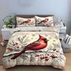 Red Cardinal on Winter Branch Bedding Duvet Cover Set Duvet Cover Pillowcases  (1*Duvet Cover 2*Pillowcases, without duvet insert)