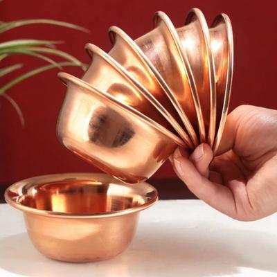 Bol Bouddhiste en Cuivre Pur, Bol d'Offrande, Lustre Auspicieux, Coupe d'Eau Bénite Tibétaine Rouge, Cadeau pour la Maison, Décoration de Bureau, 7 Pièces